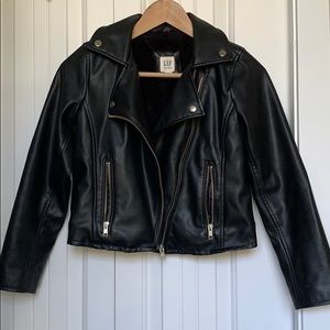Gap Kids Moto Jacket Faux Leather in Black